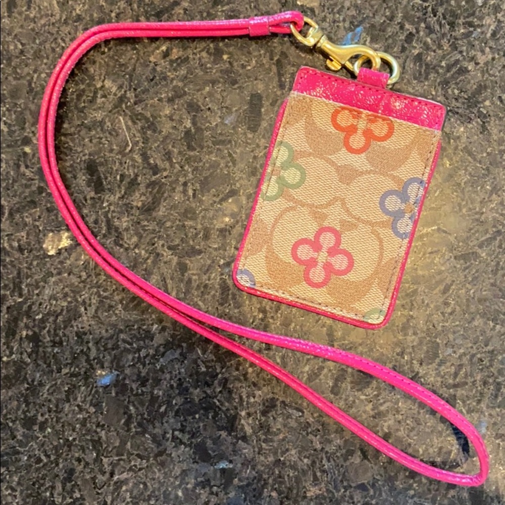 NWT Coach ID Key Lanyard Card Holder Floral